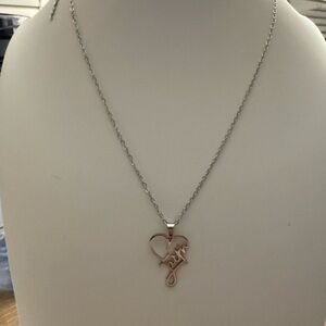 Elegant Silver and Gold Heart Pendant Necklace